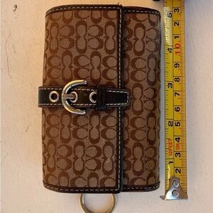 Coach Brown Patterned Wallet with Buckle